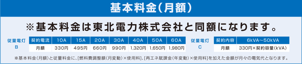 東北電力料金表